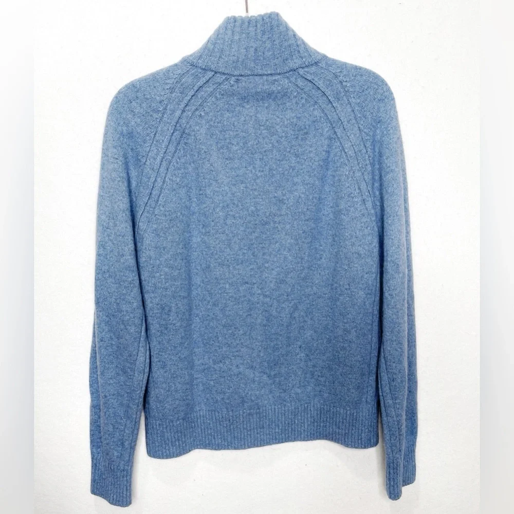 Banana Republic Italian Yarn Mock Neck Button Wool Blend Pullover Sweater Blue